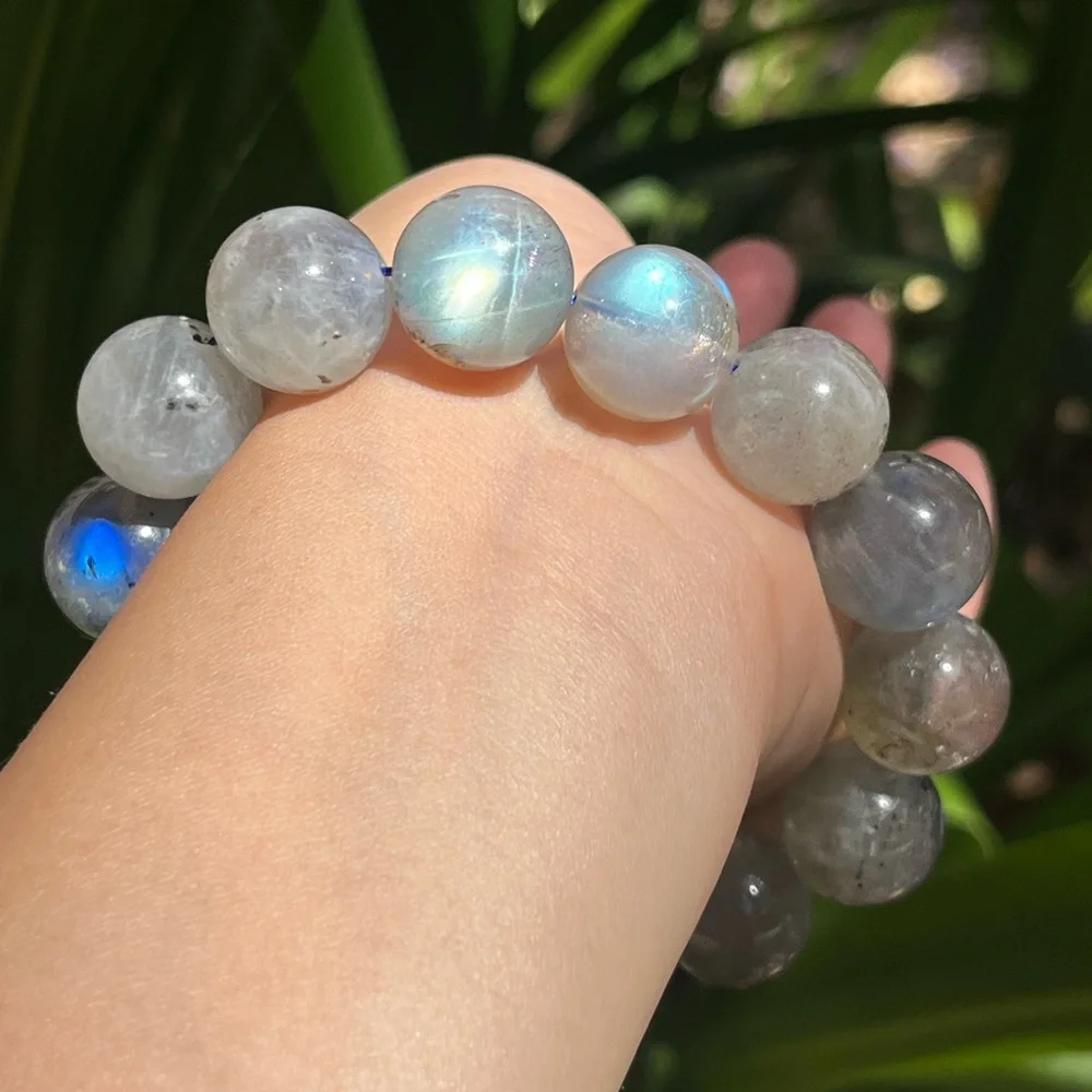 16mm chunky stretchable flashy‎ labradorite bracelet